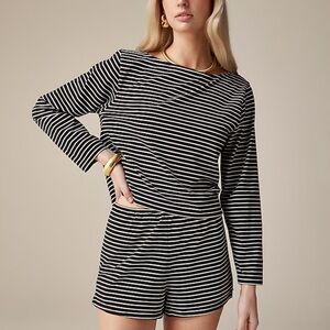 J.CREW NWT Pima cotton long-sleeve T-shirt in stripe top S Small Black